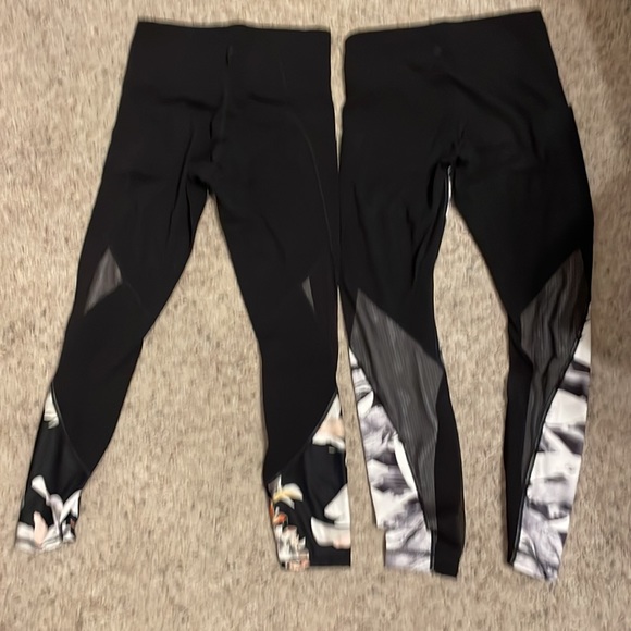 EUC lot of 2 Athleta mesh black and white yoga leggings with pockets sz S - Picture 6 of 8